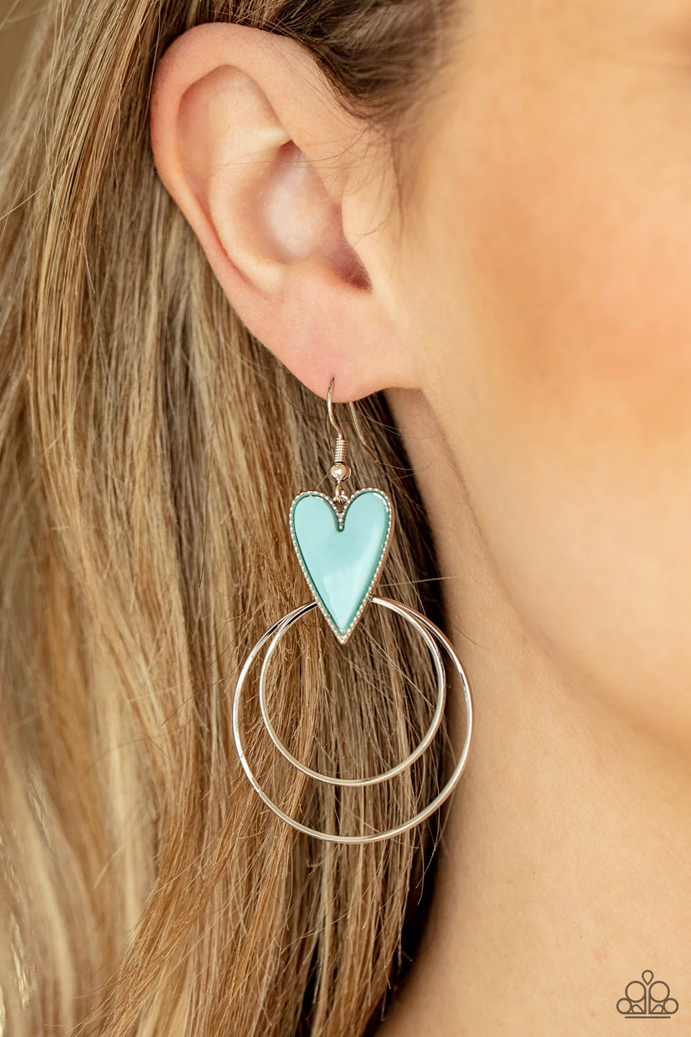 Happily Ever Hearts Blue Paparazzi Earrings