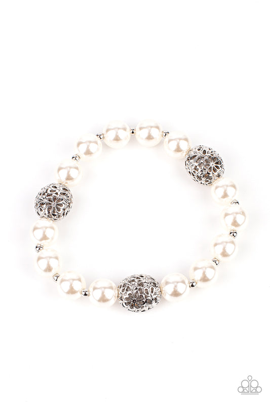 Upscale Whimsy - White Paparazzi Bracelet