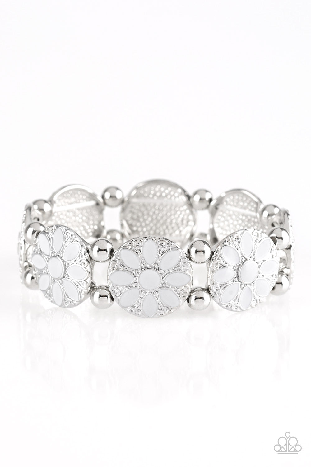 Dancing Dahlias - Silver Paparazzi Bracelet