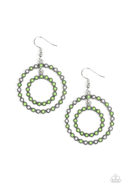 Vibrant Venture - Green Paparazzi Earrings