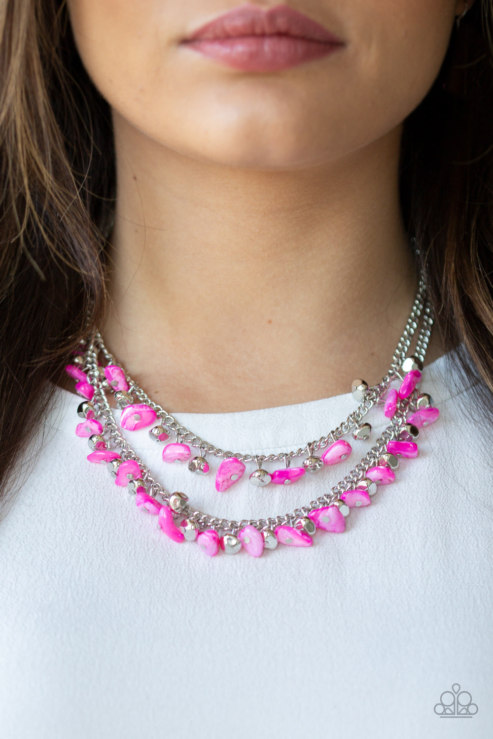 Pebble Pioneer - Pink Paparazzi Necklace