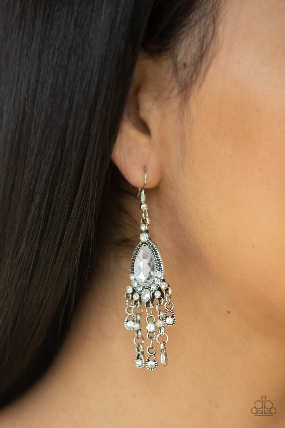 Bling Bliss - White Paparazzi Earrings