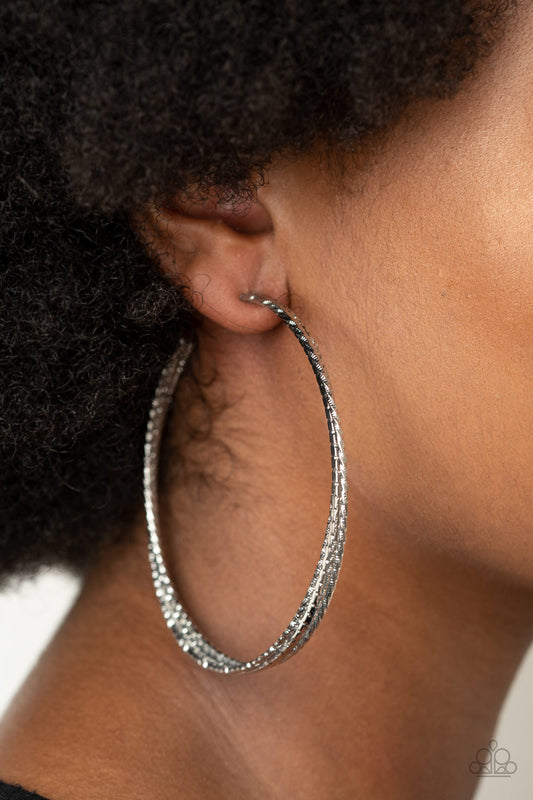 Watch and Learn - Silver Paparazzi Hoop Earrings