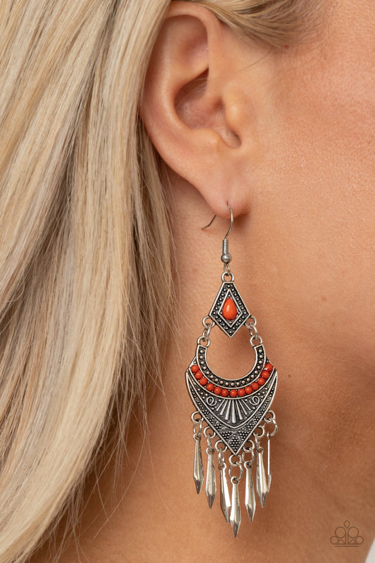 Trailblazer Beam - Orange Paparazzi Earrings