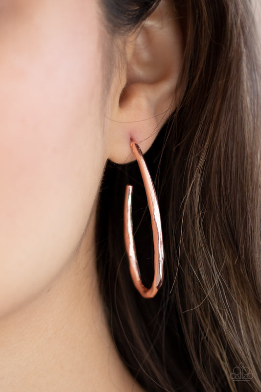 Totally Hooked - Rose Gold Paparazzi Earrings