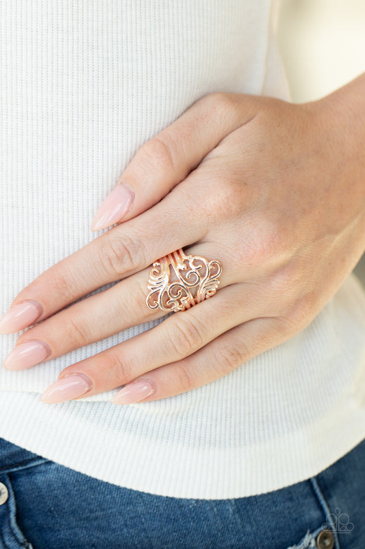 Voluptuous Vines - Rose Gold Paparazzi Ring