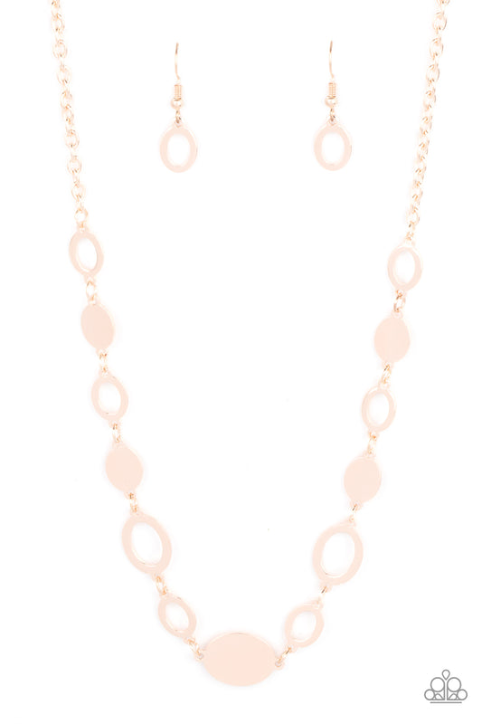 Working OVAL-time - Rose Gold Paparazzi Necklace