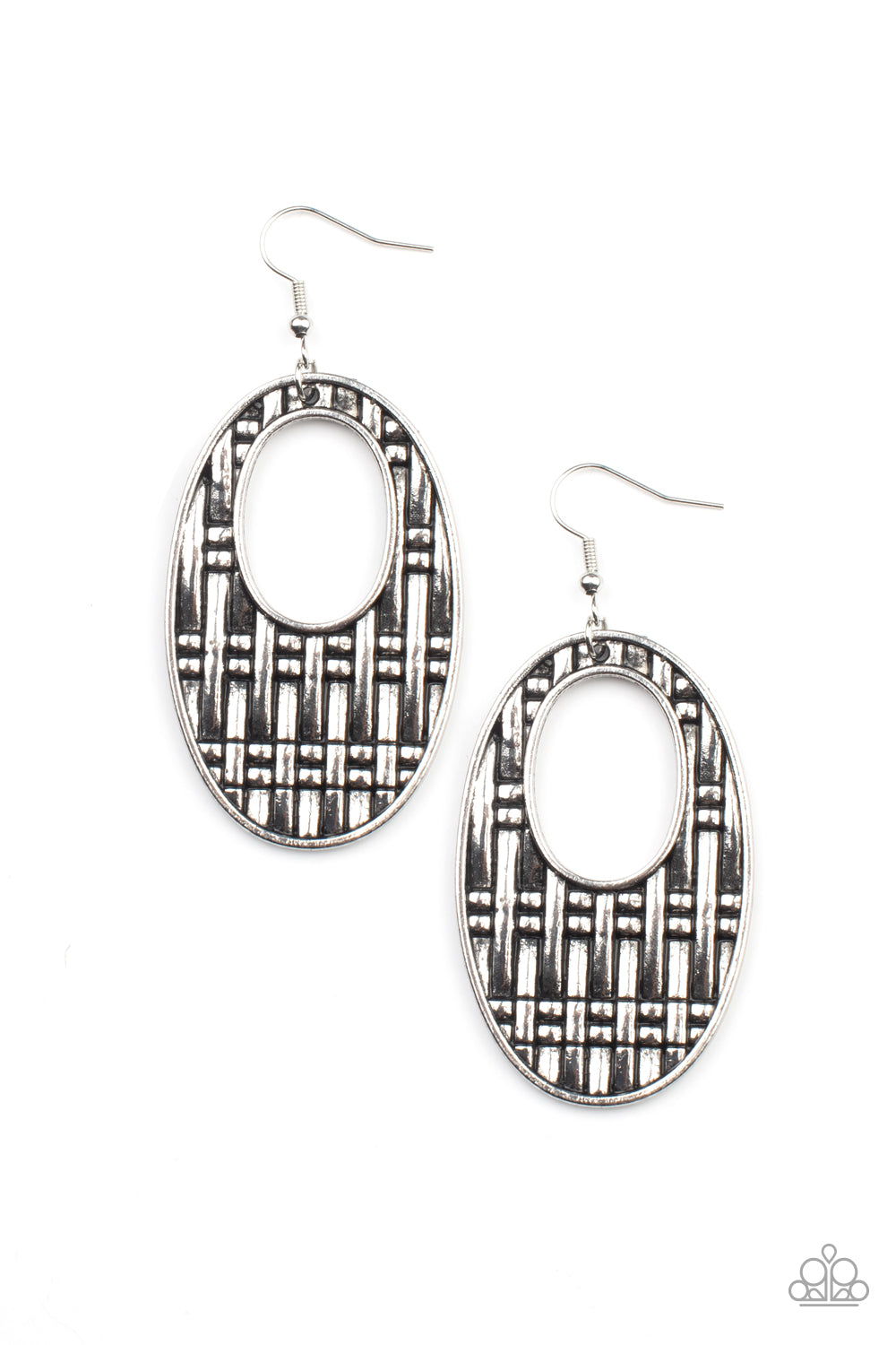 Engraved Edge - Silver Paparazzi Earrings