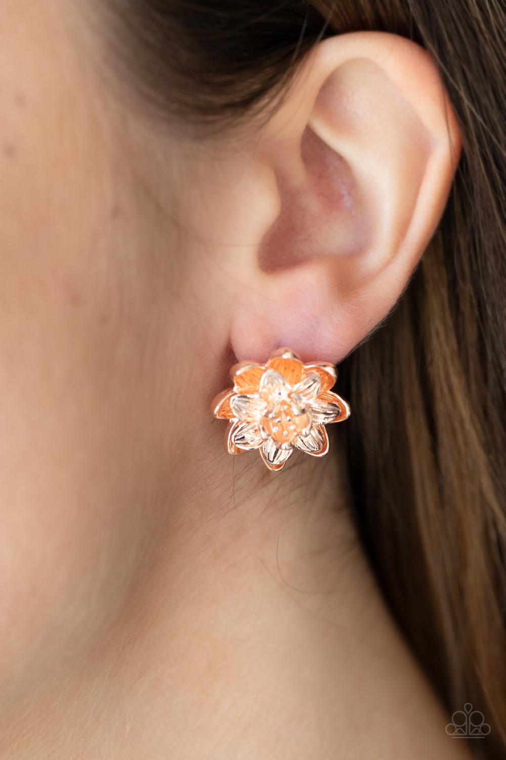 Water Lily Love - Rose Gold Paparazzi Earrings