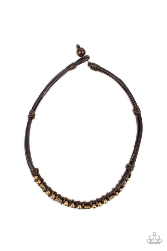 Westside Wrangler - Brass Paparazzi Urban Necklace