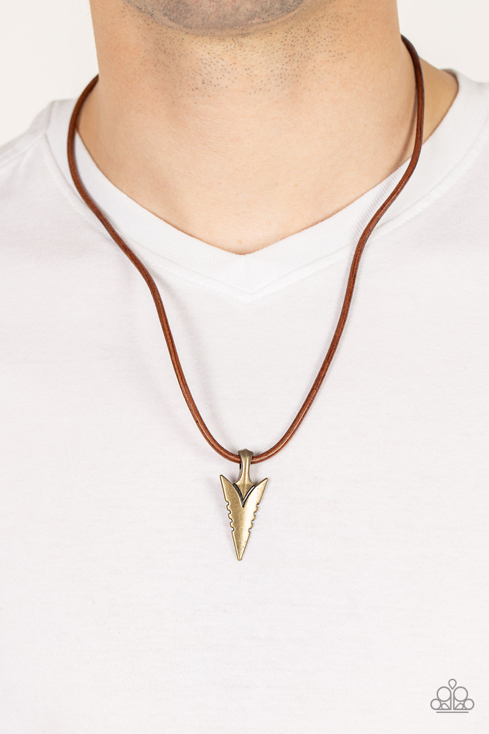 Pharaohs Arrow - Brass Urban Paparazzi Necklace