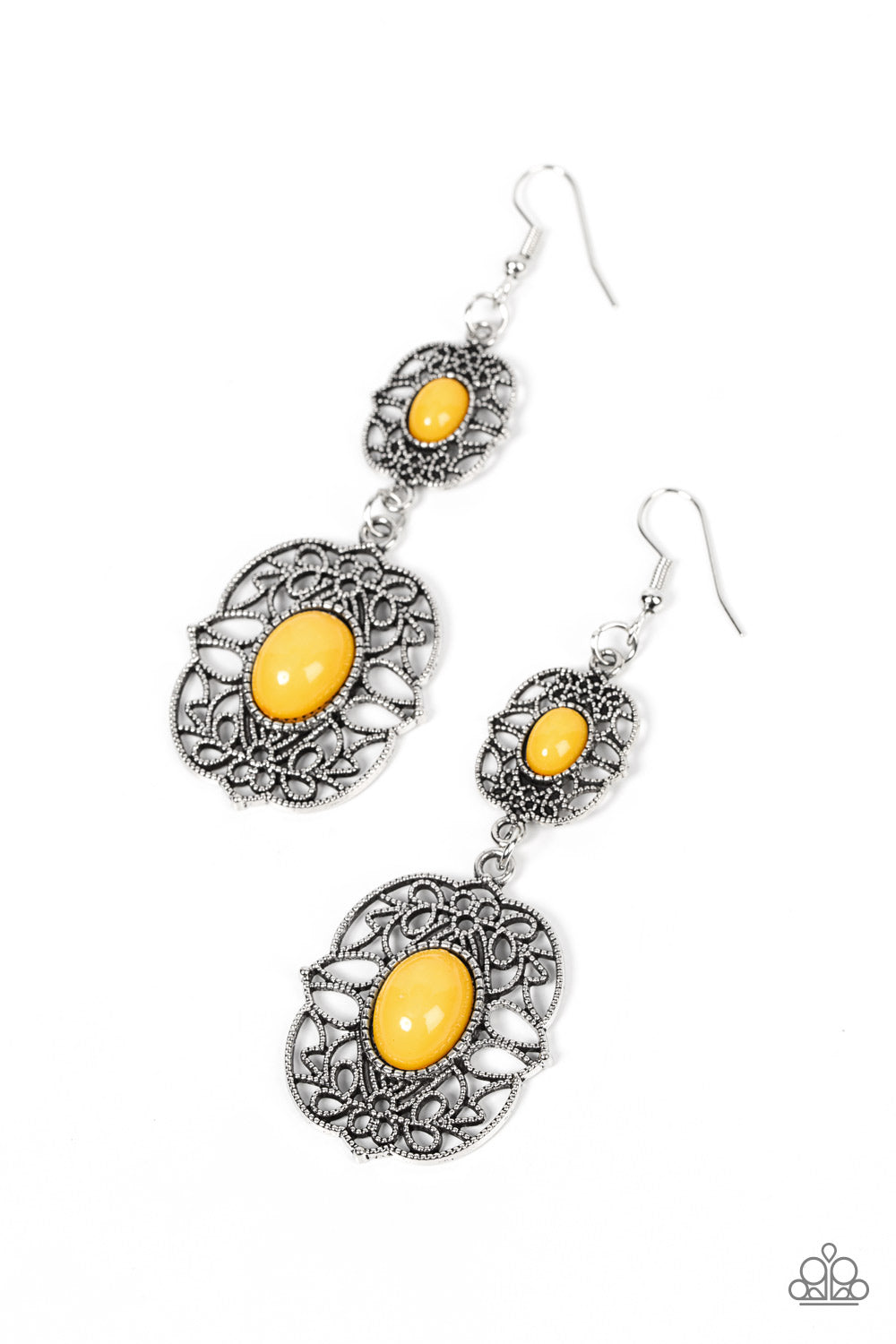 Victorian Villa - Yellow Paparazzi Earrings