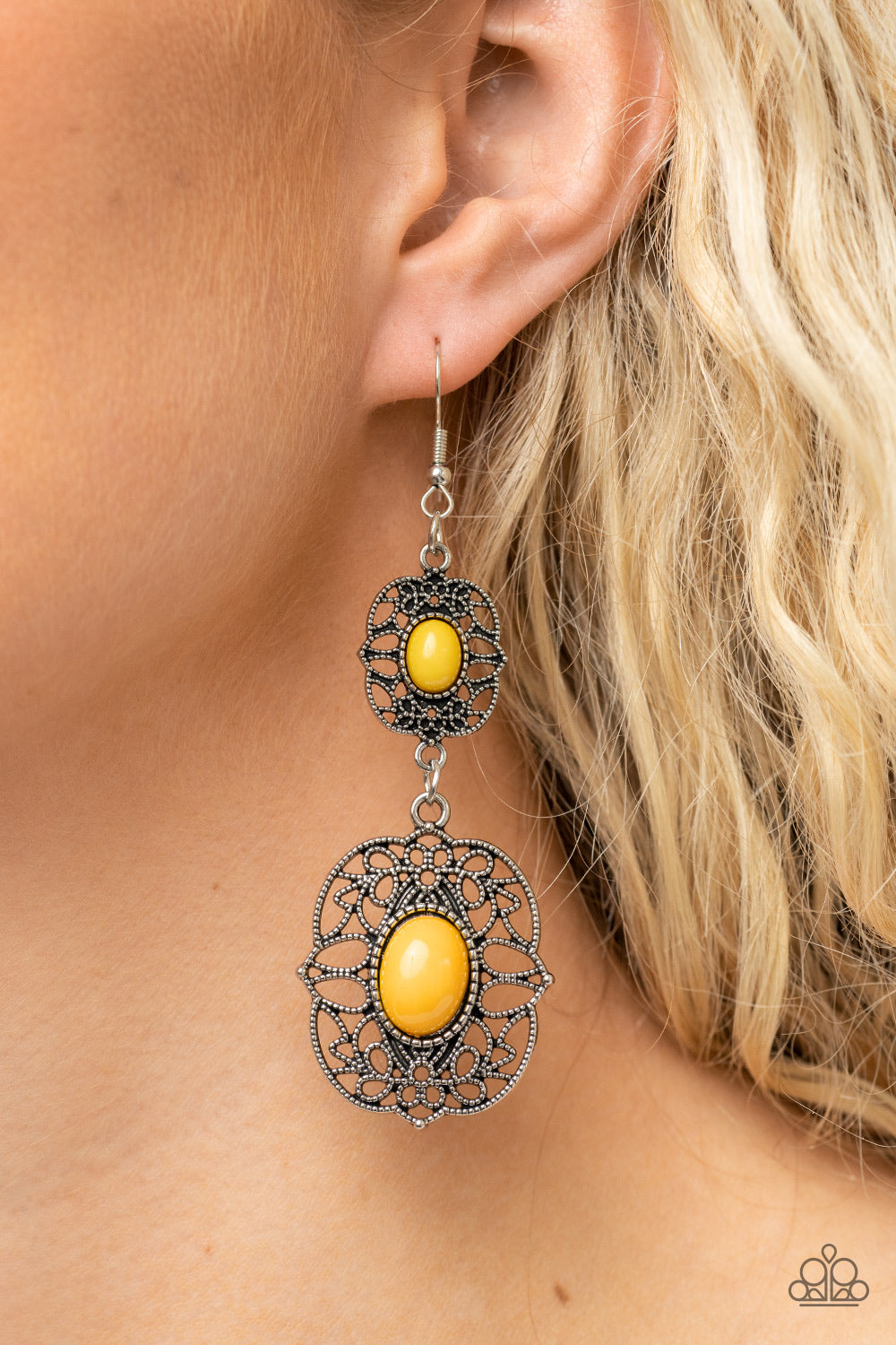 Victorian Villa - Yellow Paparazzi Earrings