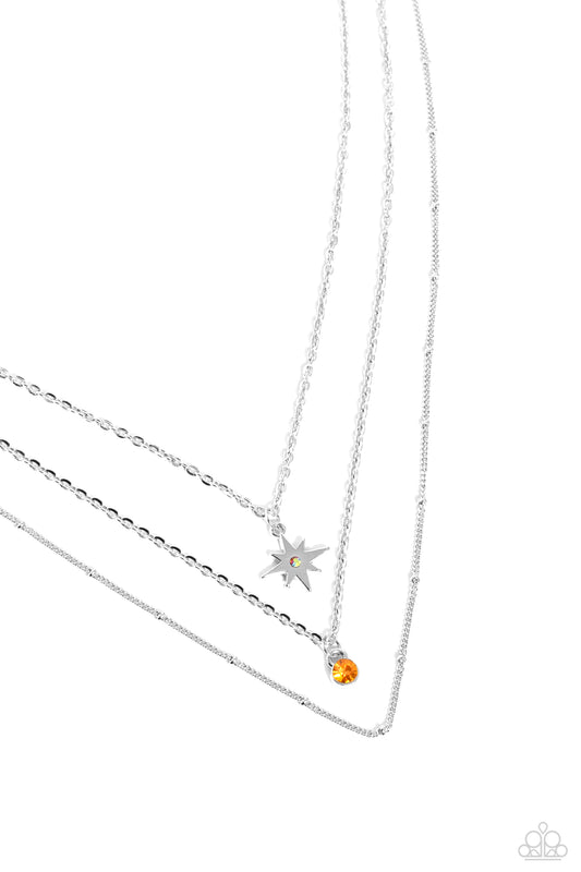 Trendy Twinkle - Orange Necklace