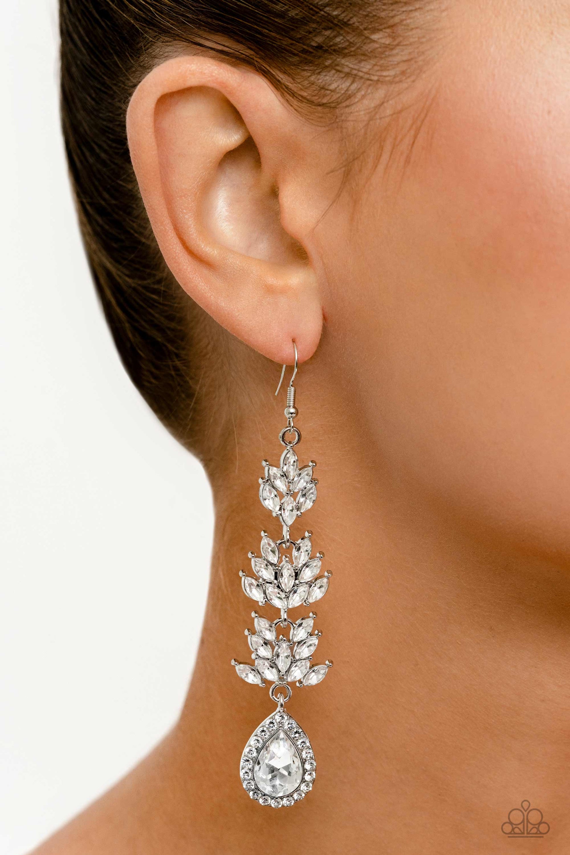 Water Lily Whimsy - White Paparazzi Life of the Party Earrings