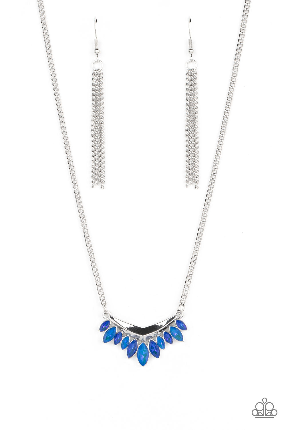 Flash of Fringe - Blue Paparazzi Necklace