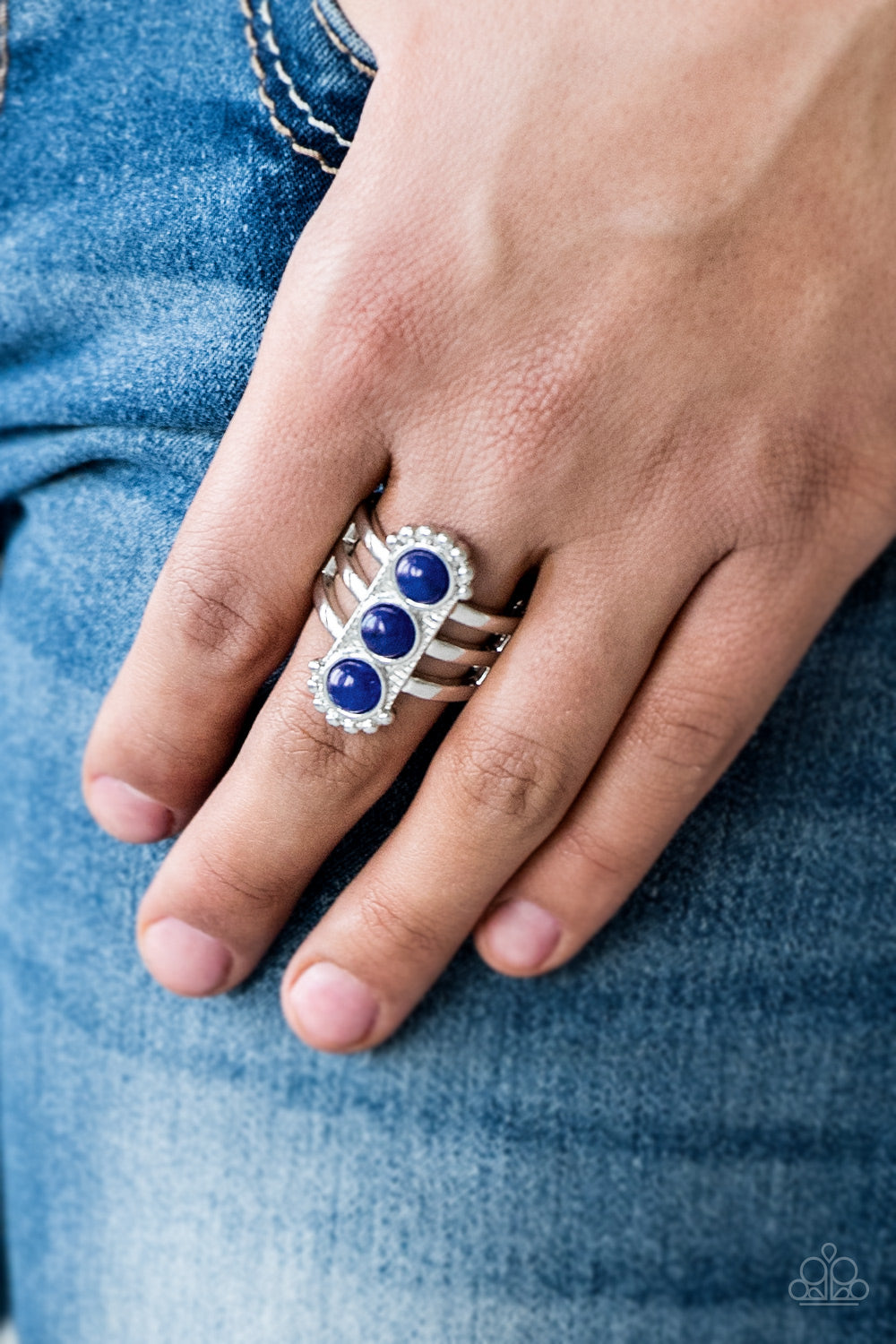 Rio Trio Blue Paparazzi Ring