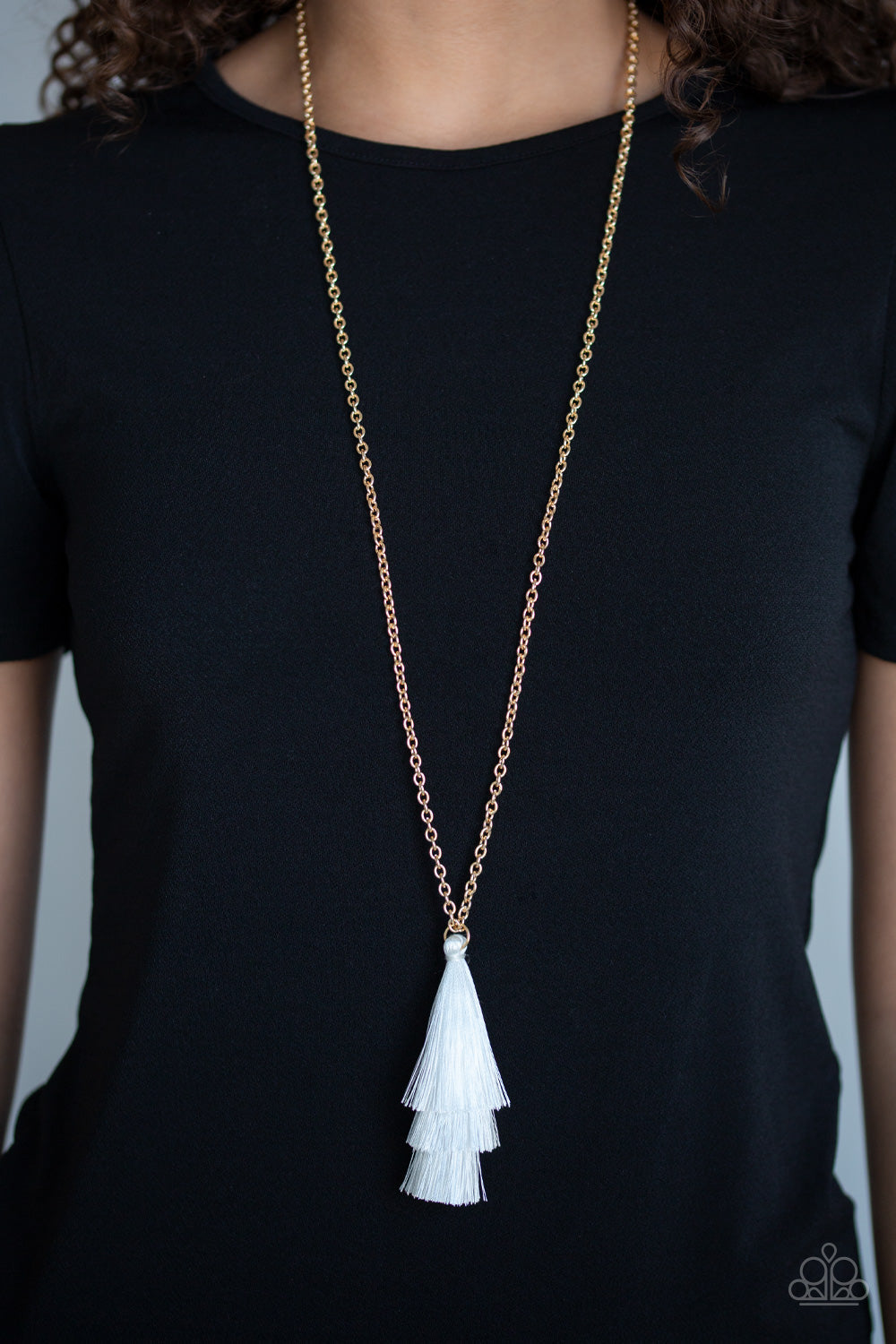 Triple the Tassel - White Paparazzi Necklace