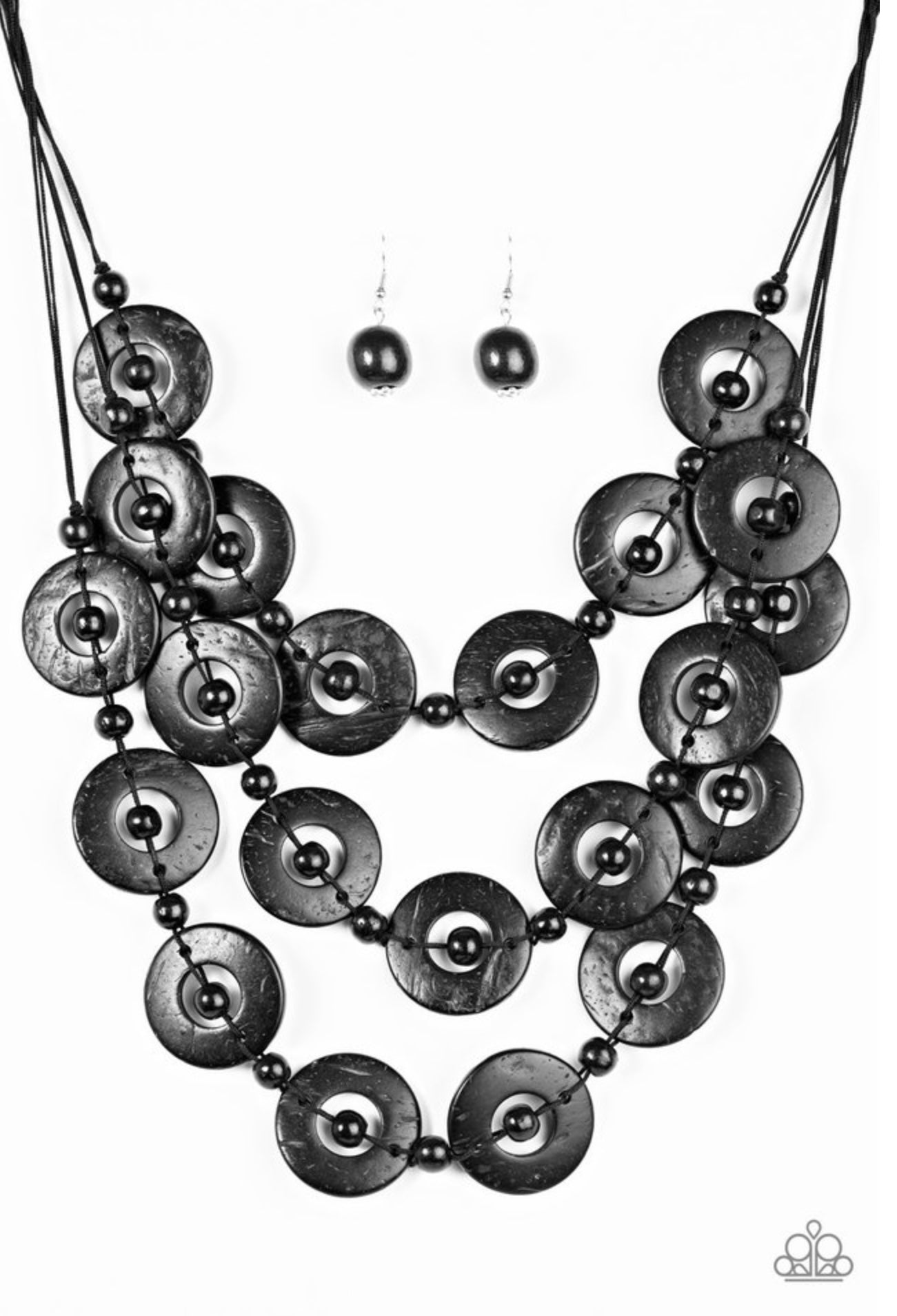 Bahama Bliss Black Wooden Paparazzi Necklace