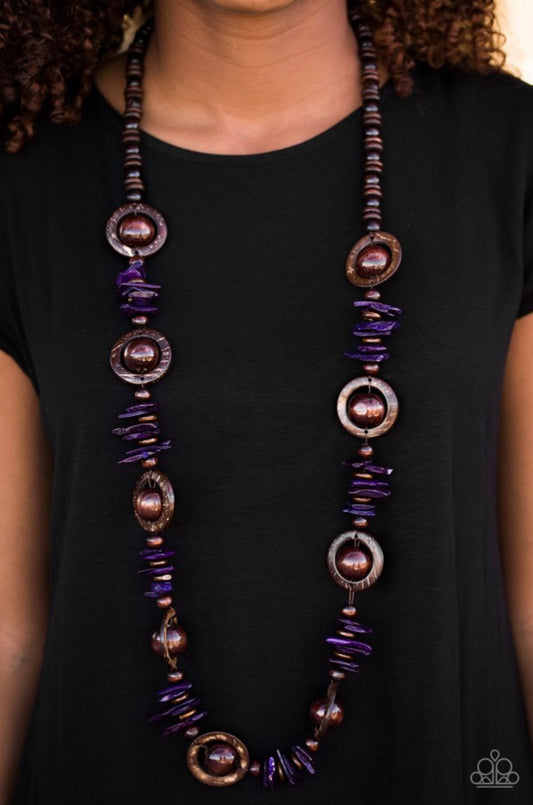 Tropical Tango Purple Paparazzi Wooden Necklace