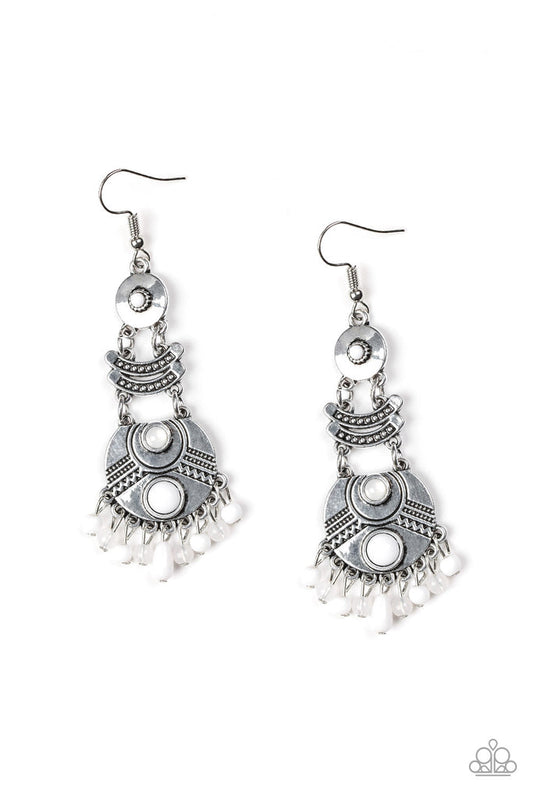 Tropic Tribe - White Paparazzi Earrings